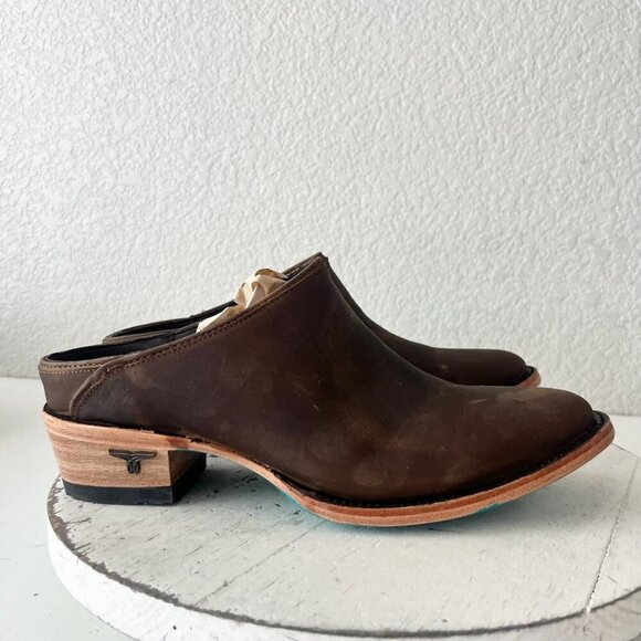 Lane Plain Jane Mule Womens 7.5 Brown Leather Cowboy Boots Short Western Cowgirl - Picture 2 of 13